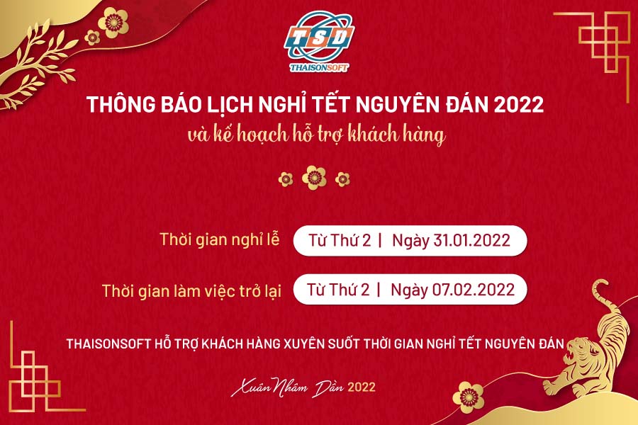 ThaisonSoft thông báo lịch nghỉ Tết Nguyên đán 2022